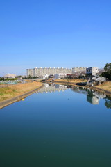 冬の坂川放水路風景