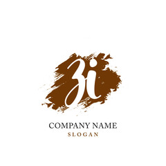 ZI Initial handwriting logo vector	