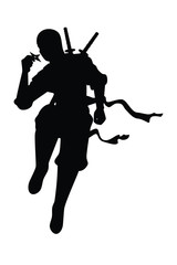 Ninja with weapon silhouette vector