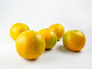 Orange fruit background , Citrus reticulata Blanco on white backgrond