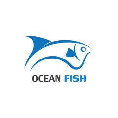 Ocean Fish logo template. Creative vector symbol of fishing club