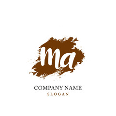 MA Initial handwriting logo vector	