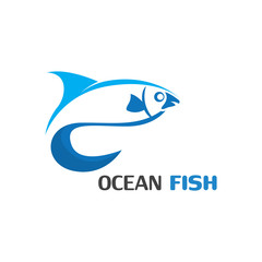 Ocean Fish logo template. Creative vector symbol of fishing club