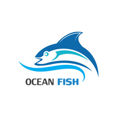 Ocean Fish logo template. Creative vector symbol of fishing club