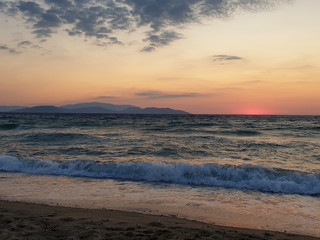 Fototapeta na wymiar Sunset from Aydin Kusadasi beach