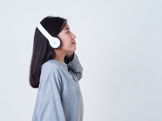 Cute girl while listening to music