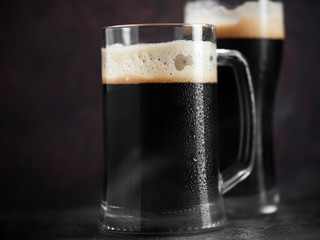 Two dark Beers close up