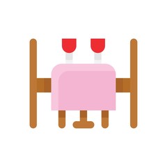 valentine related love and romance restaurant table vector in flat design