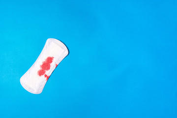 Woman's menstrual wipe with blood