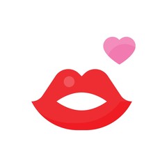valentine related love and romance kiss with heart vector in flat design