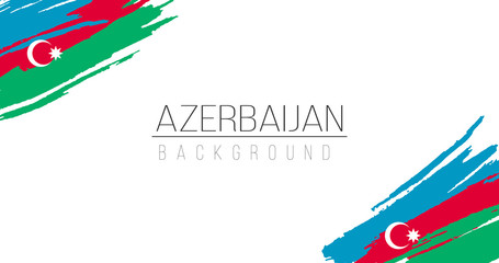 Azerbaijan flag brush style background with stripes. Stock vector illustration isolated on white background.