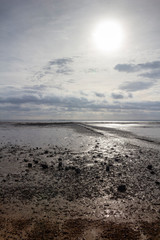 Pathway going out into the sea at Westcliff, Essex, England