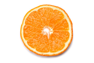 orange slice isolated on white background. top view. macro.