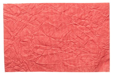 Isolated crumpled sheet paper in contrast pink color.