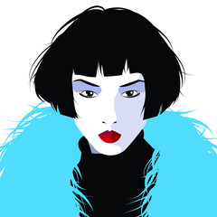 Asian fashion woman in style pop art. Vector illustration