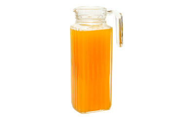 Glass jug of fresh orange juice