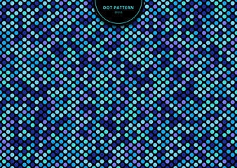 Abstract seamless dots pattern blue color on black background.