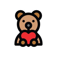 valentine related love and romance bear heart in hand vector with editable stroke