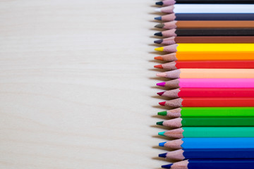 Color pencils on a table