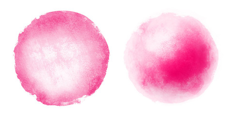 Two watercolor circles on white as background