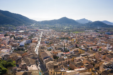 Fototapeta na wymiar Aerial: The old town of Andratx