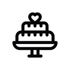love and romance cake related to valentine day vector in lineal style