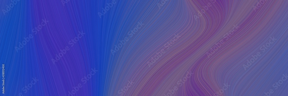 Poster moving banner with dark slate blue, strong blue and antique fuchsia colors. dynamic curved lines wit