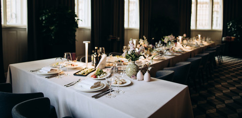 wedding table set for dinner