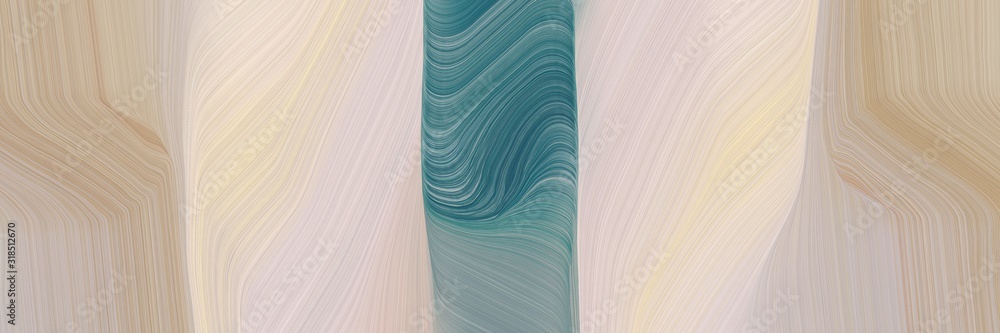 Poster artistic designed horizontal header with pastel gray, teal blue and light slate gray colors. dynamic curved lines with fluid flowing waves and curves