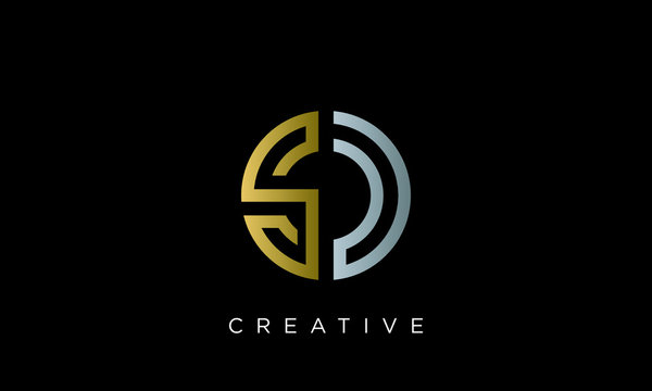 sd circle logo design vector icon