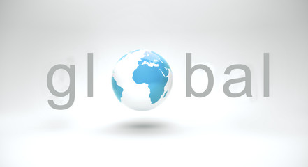 Blue earth and global text.