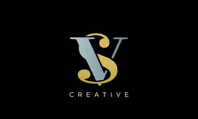 sv or vs logo design vector luxury icon
