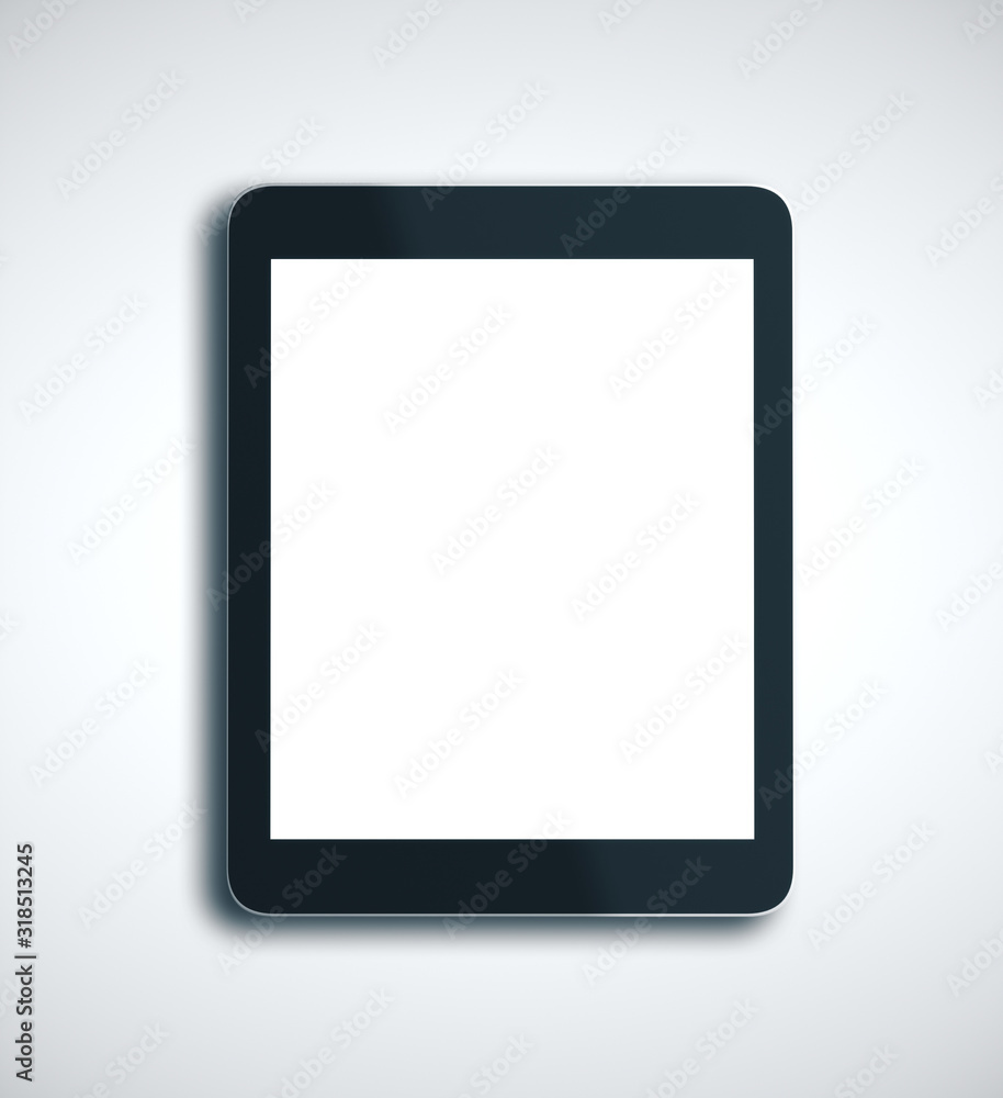 Poster digital tablet with blank screen on white background