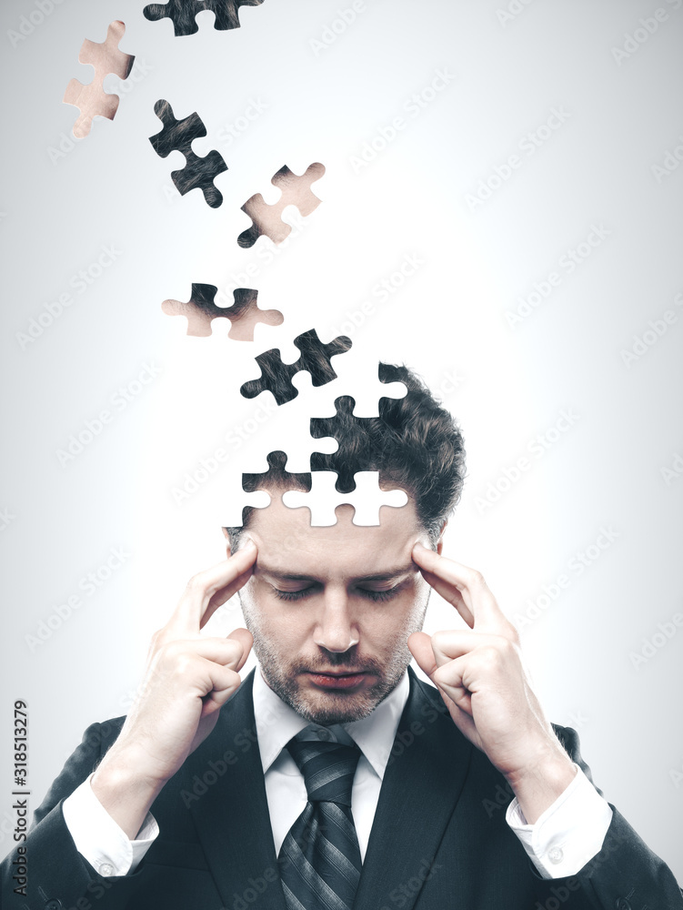 Canvas Prints head puzzles businessman