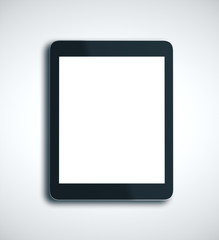 Digital tablet with blank screen on white background