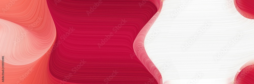 Poster modern horizontal header with linen, firebrick and light coral colors. dynamic curved lines with fluid flowing waves and curves
