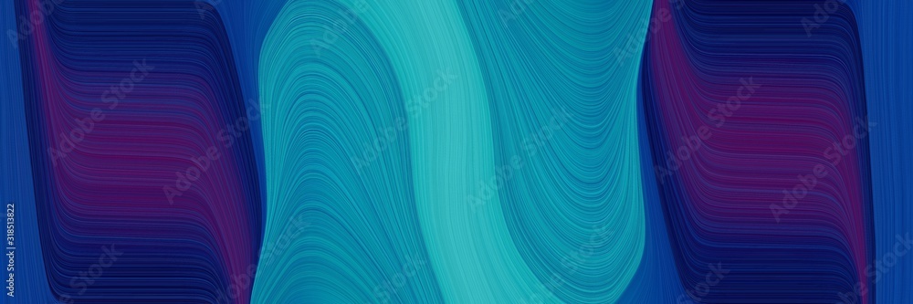 Poster artistic banner with midnight blue, light sea green and dark cyan colors. dynamic curved lines with 