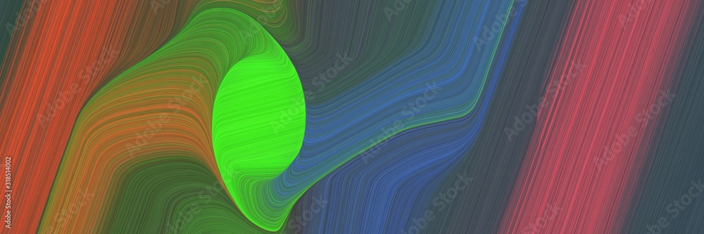 Poster moving horizontal header with dark slate gray, moderate red and lime green colors. dynamic curved lines with fluid flowing waves and curves