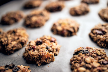 Breakfast cookies dough prepared for baking in oven	