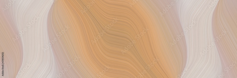 Poster colorful banner with tan, peru and light gray colors. dynamic curved lines with fluid flowing waves 