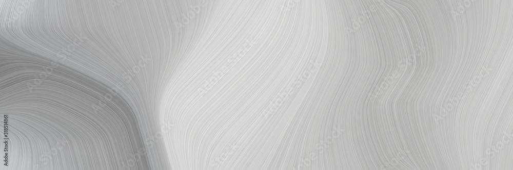 Poster flowing designed horizontal header with silver, gray gray and dark gray colors. dynamic curved lines with fluid flowing waves and curves