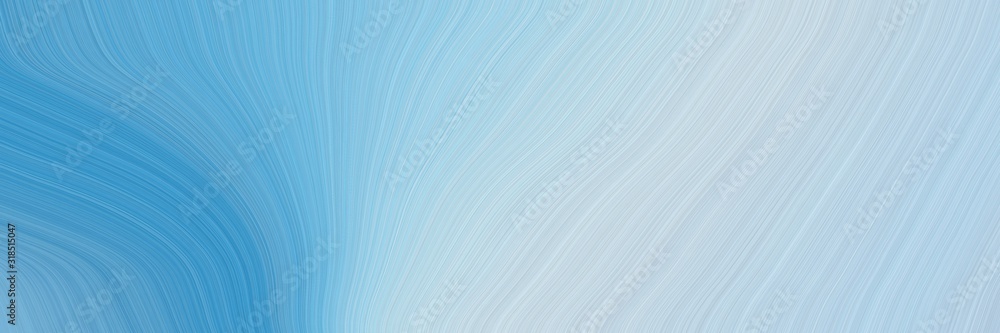 Poster dynamic horizontal banner with light blue, steel blue and sky blue colors. dynamic curved lines with