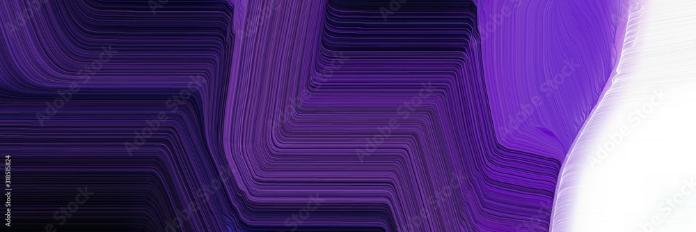 Poster colorful horizontal banner with very dark blue, lavender and moderate violet colors. dynamic curved 