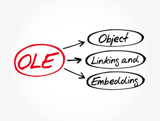 OLE - Object Linking and Embedding acronym, technology concept background