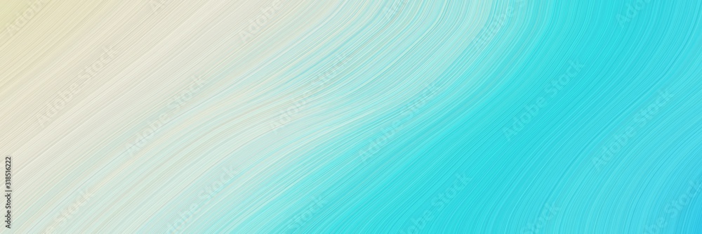 Poster flowing horizontal header with turquoise, light gray and sky blue colors. dynamic curved lines with 