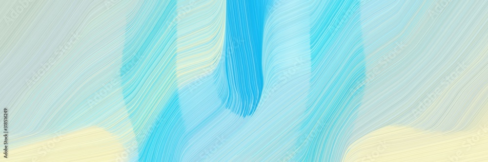 Poster dynamic banner with powder blue, turquoise and sky blue colors. dynamic curved lines with fluid flowing waves and curves