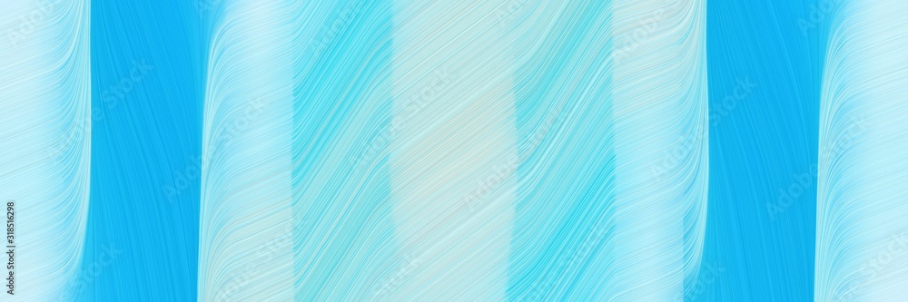 Poster colorful header with pale turquoise, deep sky blue and sky blue colors. dynamic curved lines with fl