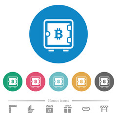 Bitcoin strong box flat round icons