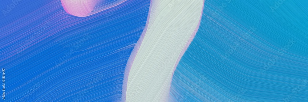 Poster flowing banner design with strong blue, light gray and corn flower blue colors. dynamic curved lines