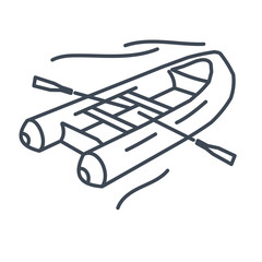 Thin line icon inflatable rubber boat